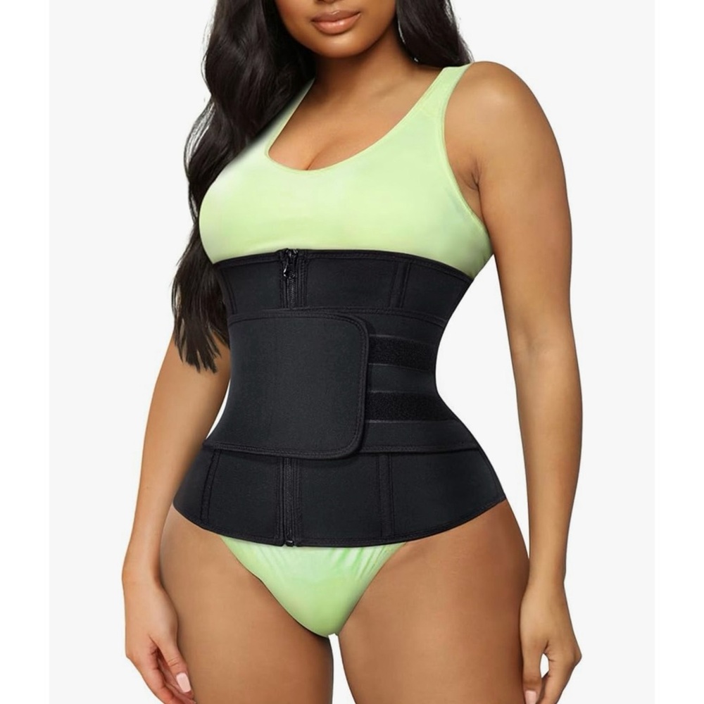 Black Waist Trainer Slimmer Cincher Corset Tummy Control Workout Sweat Band